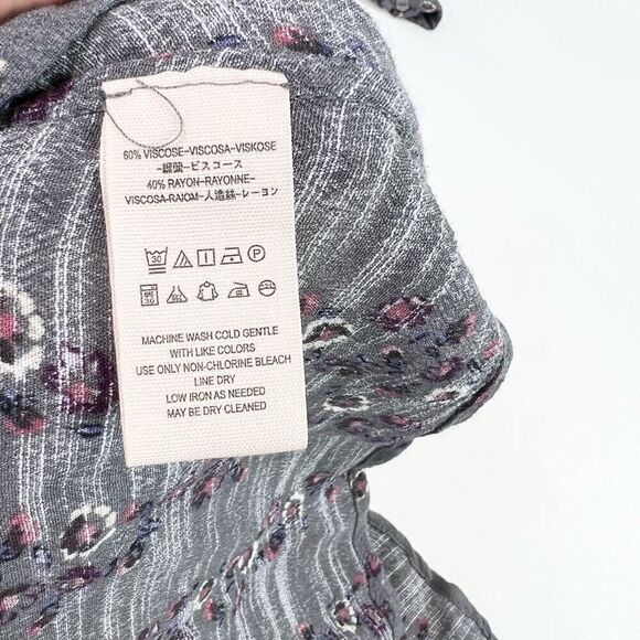 Free People Shirt Dress Womens Medium Gray Floral Long Sleeve Button Up - Picture 10 of 12